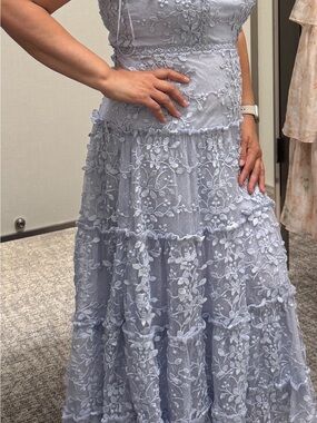 Chelsea28 Light Lavender Lace Applique Dress